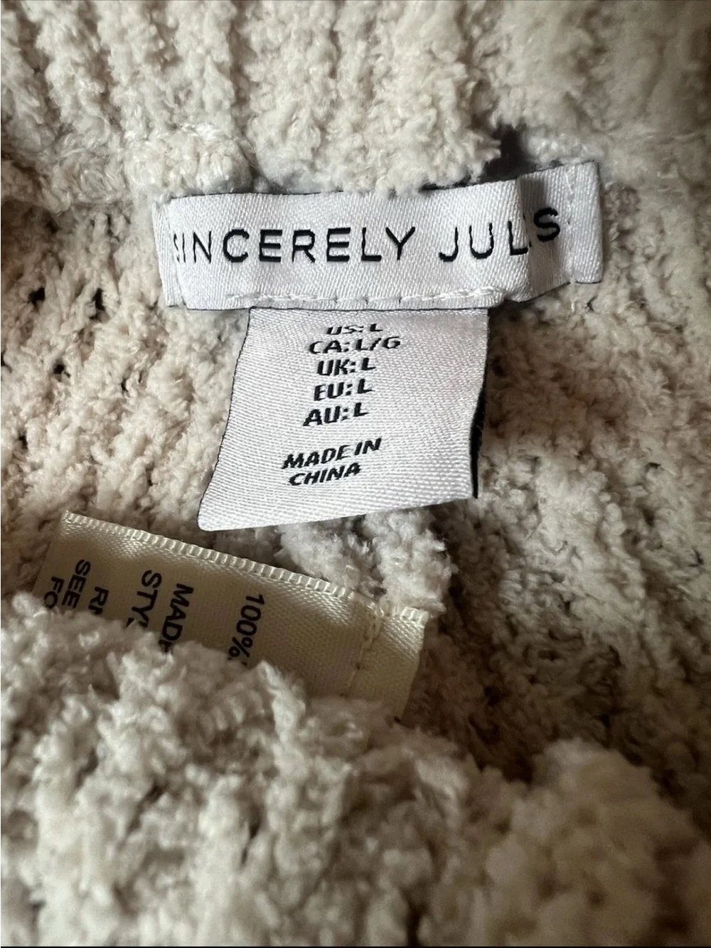 Sincerely Jules Women's Knit Shorts Size L Cream Waffle Knit Lounge Casual Boho